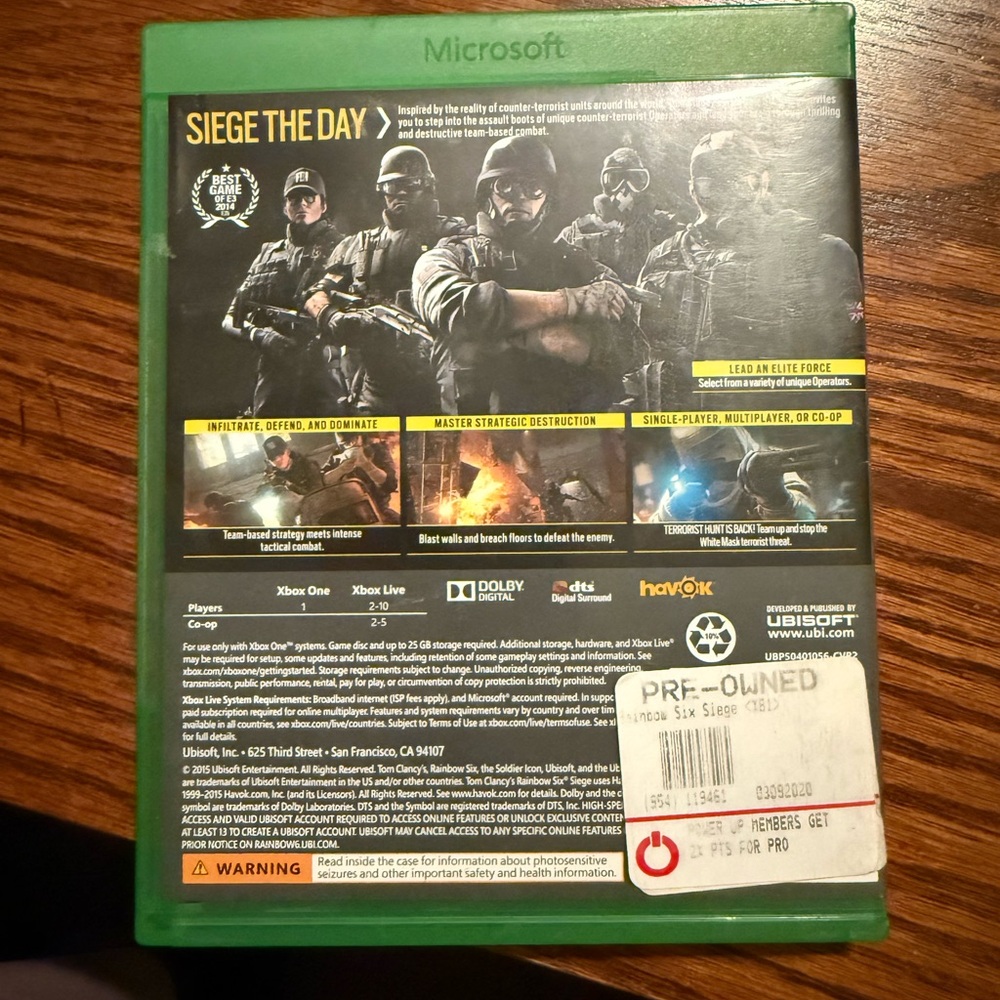 Tom Clancy's Rainbow Six Siege for Xbox One - Green Case - Picture 3 of 3